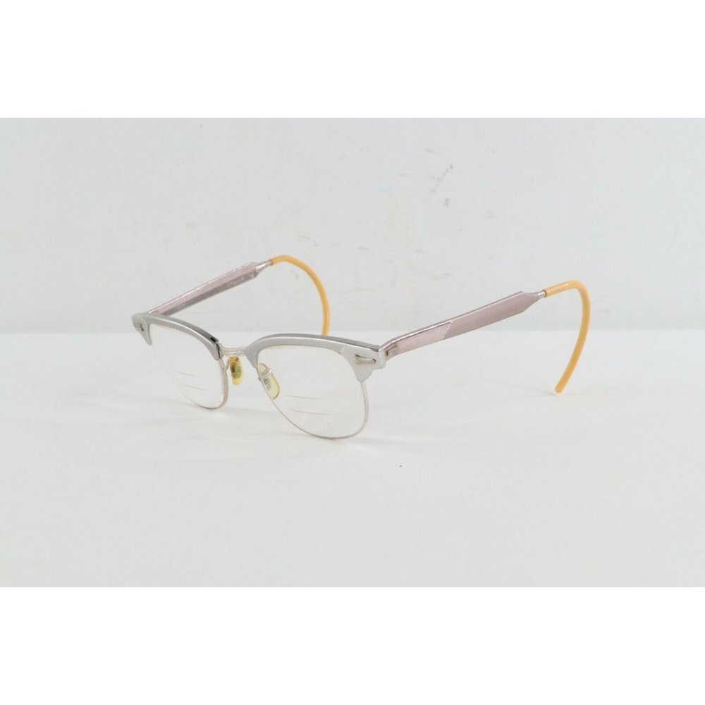 Vtg 50s Rockabilly 1/10 12k Gold Fill Malcolm X Style Eyeglasses Glasses Silver